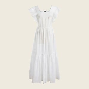 JCREW Flutter-sleeve cover-up dress, White, NWT